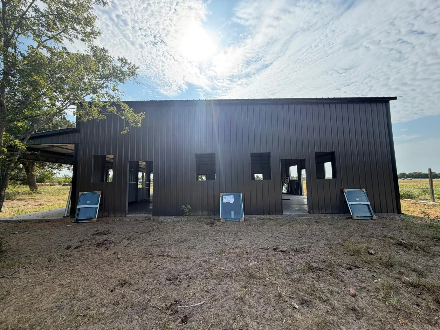 Metal building project during work